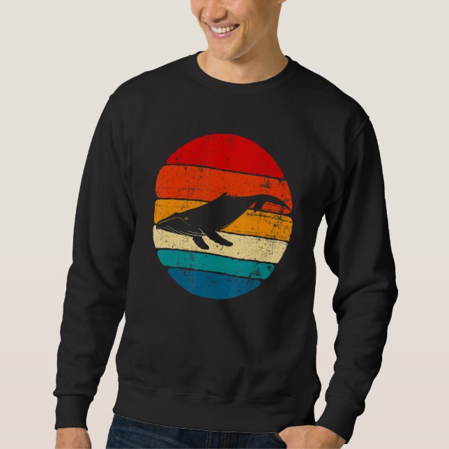 Sweatshirt Blue Whale, Whale Lover, Whale Art, Retro Whale (Devant)