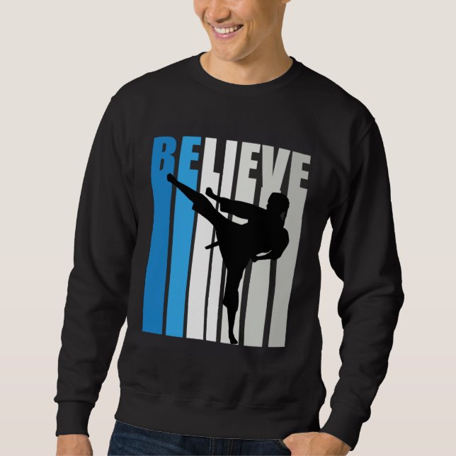 Sweatshirt Blue Womens Believe Jiu Jitsu Motivational Retro G (Devant)