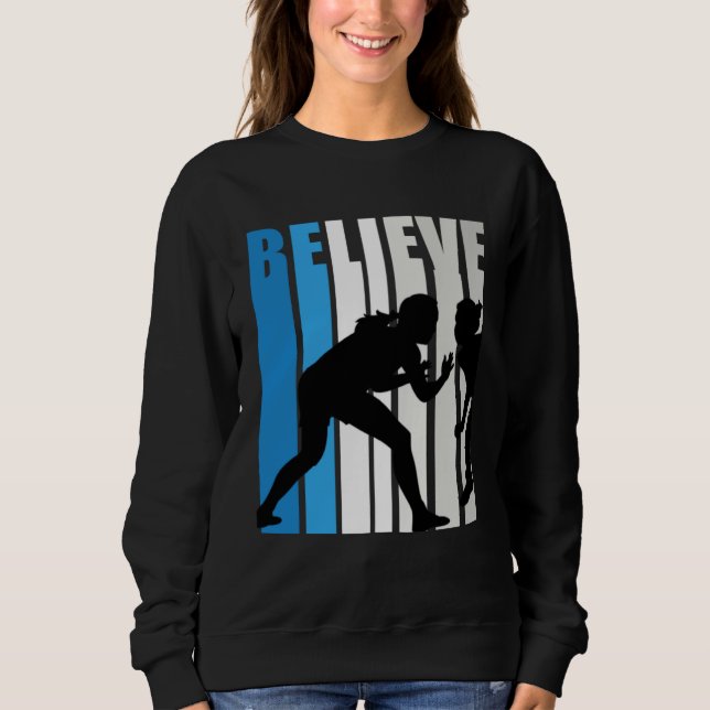 Sweatshirt Blue Womens Believe Wrestling Motivational Retro G (Devant)