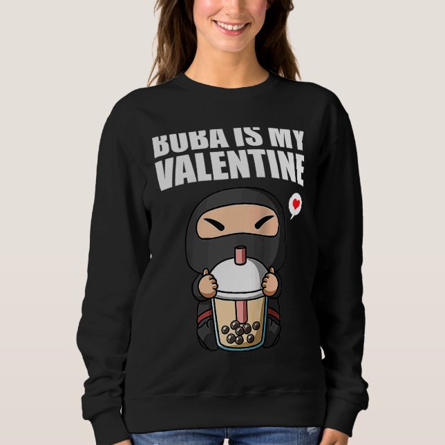Sweatshirt Boba Tea est ma Saint Valentin Ninja Anti Valentin (Devant)