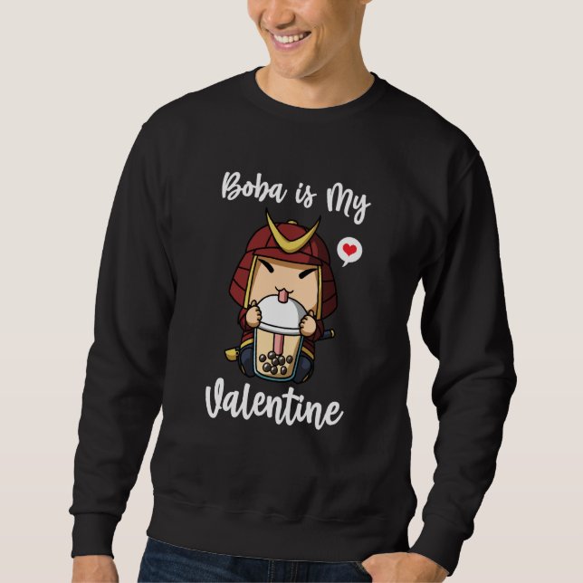 Sweatshirt Boba Tea is My Valentine Samurai Anti Valentines D (Devant)