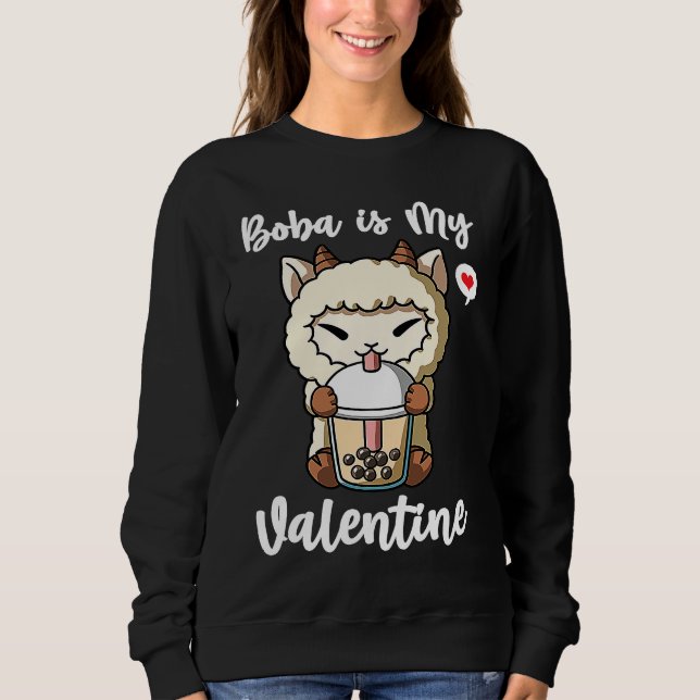 Sweatshirt Boba Tea is My Valentine Sheep Anti Valentines Day (Devant)