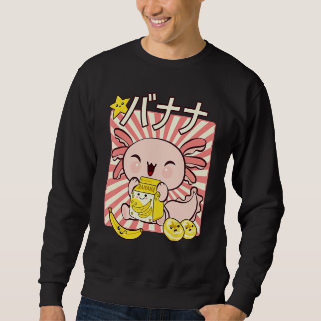 Sweatshirt Bobalotl Axolotl Banana Milk Carton Drinking Boba  (Devant)