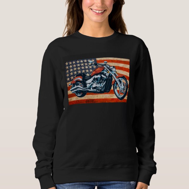 Sweatshirt Bobber Motorcycle 4th of July American Flag  Rider (Devant)
