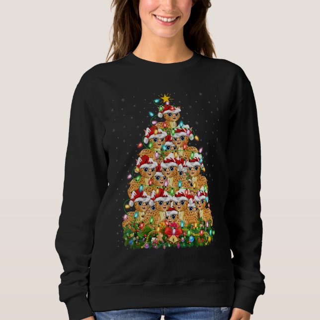 Sweatshirt Bobcat   Xmas Lights Santa Bobcat Christmas Tree (Devant)