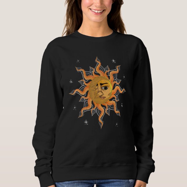 Sweatshirt Bohemian Aesthetic Astronomy Boho Sun Moon Astrolo (Devant)