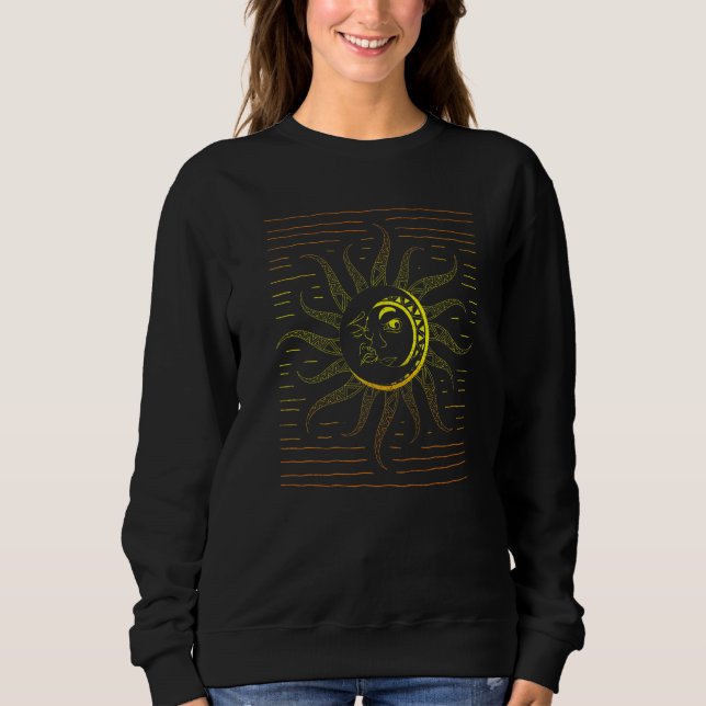 Sweatshirt Bohemian Aesthetic Celestial Bodies Sun Moon Astro (Devant)