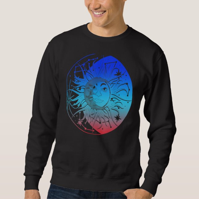 Sweatshirt Bohemian Aesthetic Crescent Moon Astronomy Sun Ast (Devant)