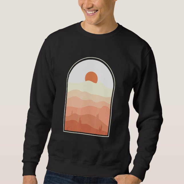 Sweatshirt Boho Abstrait Art Désert Coucher de soleil paysage (Devant)