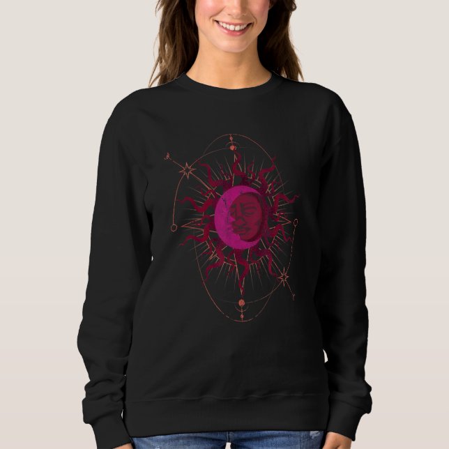 Sweatshirt Boho Aesthetic Sun Moon Celestial Bodies Astrology (Devant)