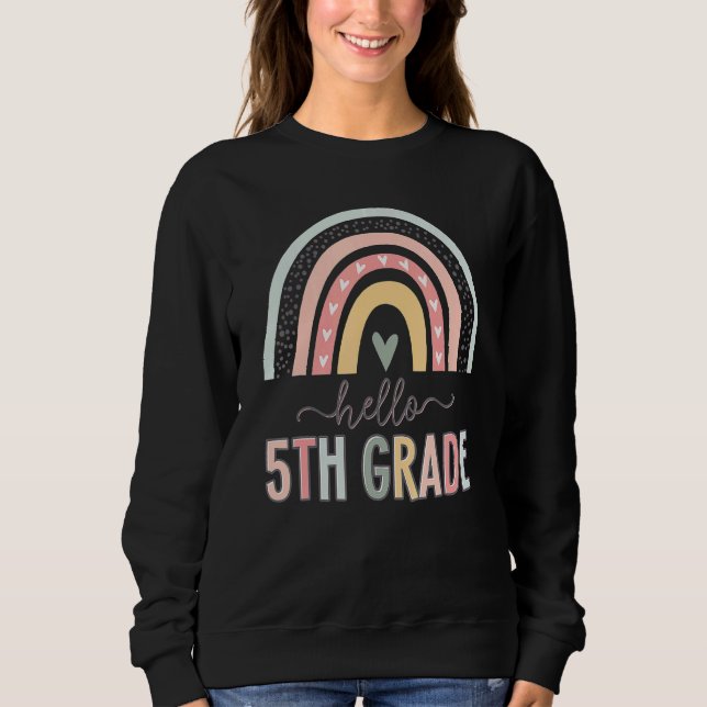 Sweatshirt Boho Arc-en-ciel Bonjour 5e année Enseignants de c (Devant)