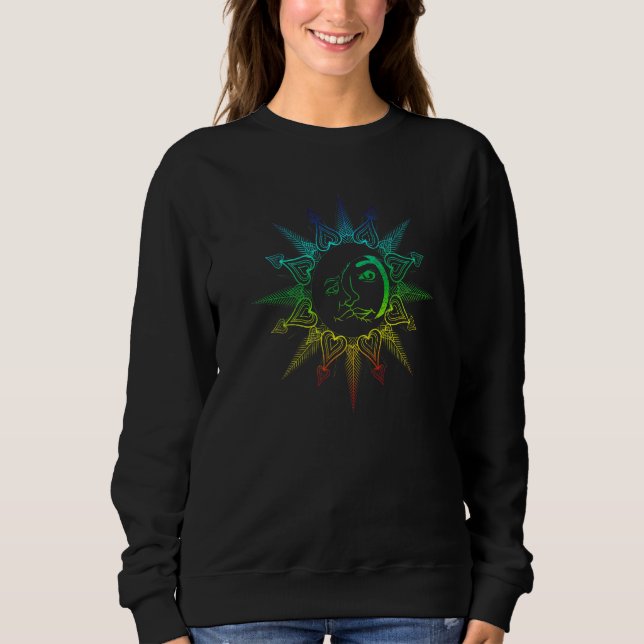 Sweatshirt Boho Astronomy Sun Moon Celestial Body Colorful As (Devant)