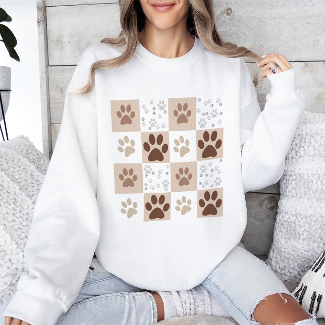 Sweatshirt Boho Chien Paw À damiers Motif (Créateur téléchargé)