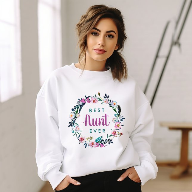 Sweatshirt Boho Floral Wreath meilleure tante jamais (Créateur téléchargé)
