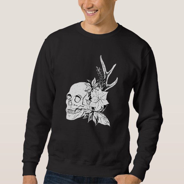 Sweatshirt Boho Halloween Fleurs de crâne Occulte Odyssée Art (Devant)