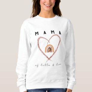 Sweatshirt Boho Mama Texte avec plumes de lune Noms d'enfant 