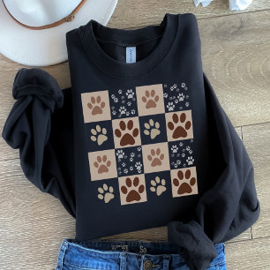 Sweatshirt Boho Pet Paw À damiers Motif