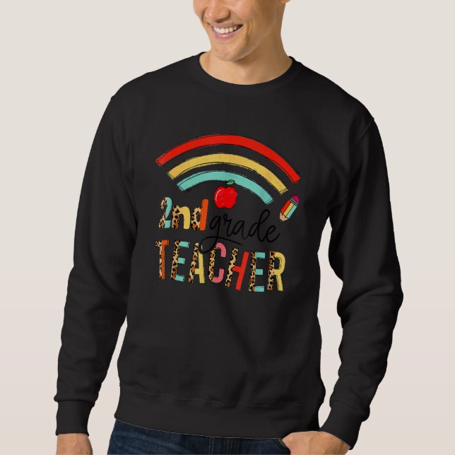 Sweatshirt Boho Rainbow 2e grade Teacher Squad Retour à Scho (Devant)