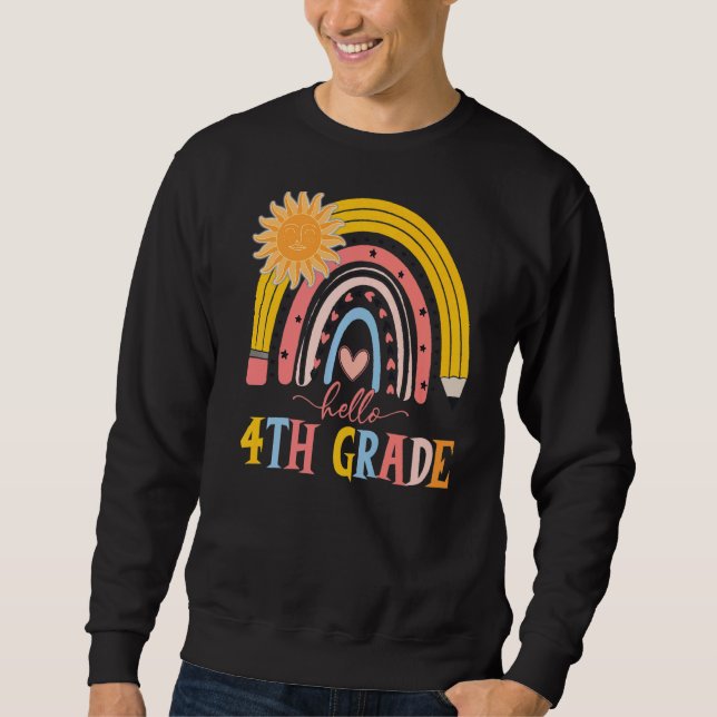 Sweatshirt Boho Rainbow Bonjour 4e année Enseignant Premier j (Devant)