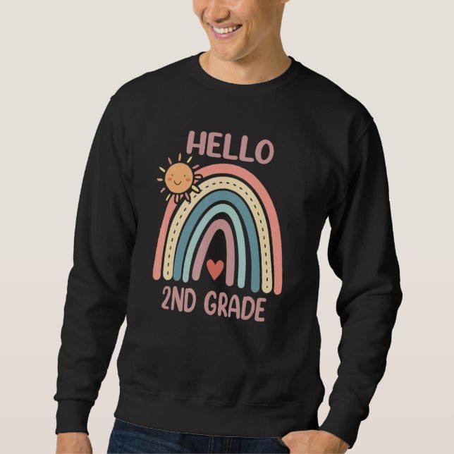 Sweatshirt Boho Rainbow Heart For Teachers Women Hello 2nd Gr (Devant)