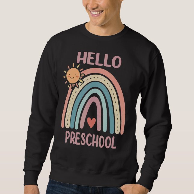 Sweatshirt Boho Rainbow Heart Pour Enseignants Femmes Bonjour (Devant)