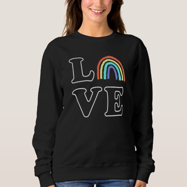 Sweatshirt Boho Rainbow Love Lettres Pride Lbgtqia (Devant)