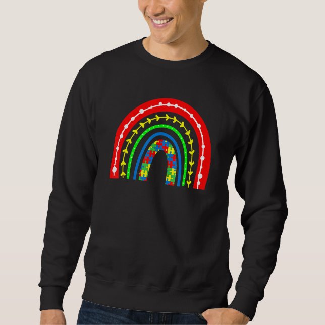 Sweatshirt Boho Rainbow Puzzle Piece Sensibilisation sur l'au (Devant)