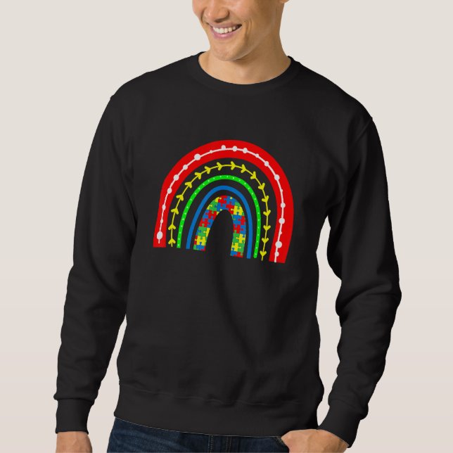 Sweatshirt Boho Rainbow Puzzle Piece Sensibilisation sur l'au (Devant)