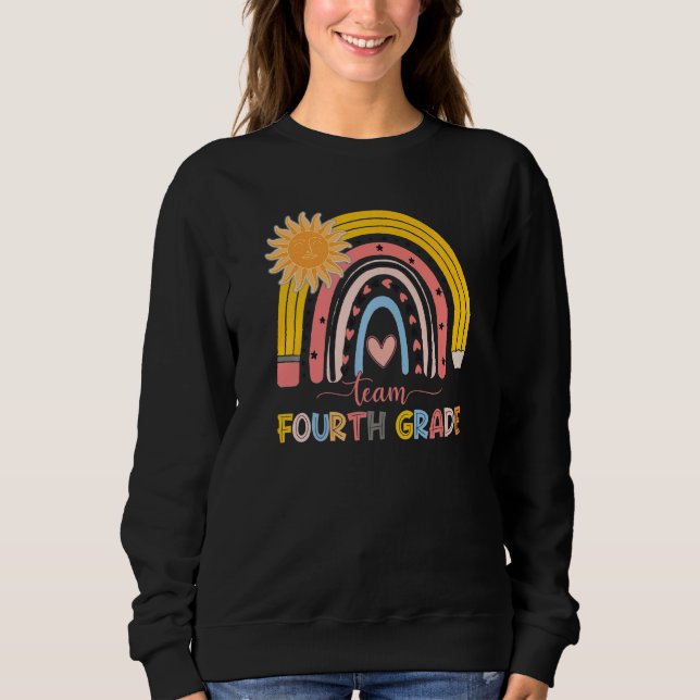 Sweatshirt Boho Rainbow Teacher Team 4e année Première journé (Devant)