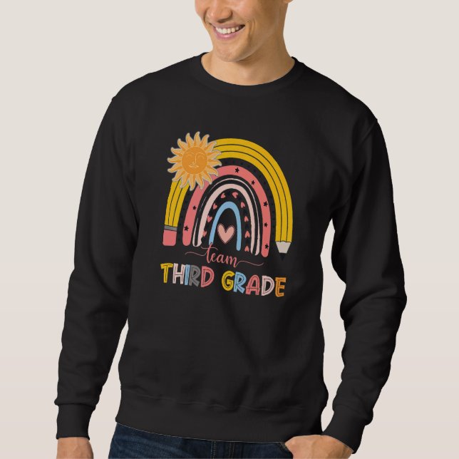 Sweatshirt Boho Rainbow Teacher Team Troisième Classe Premier (Devant)