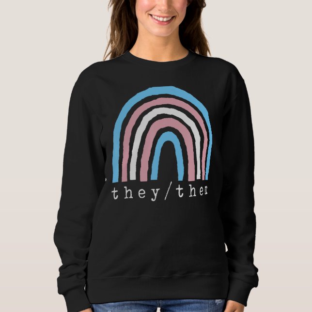 Sweatshirt Boho Rainbow Trans Pronononounes Ils Fierté LBGTQI (Devant)