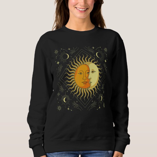 Sweatshirt Boho Soleil Lune Corps Célestes Astronomie Univers (Devant)