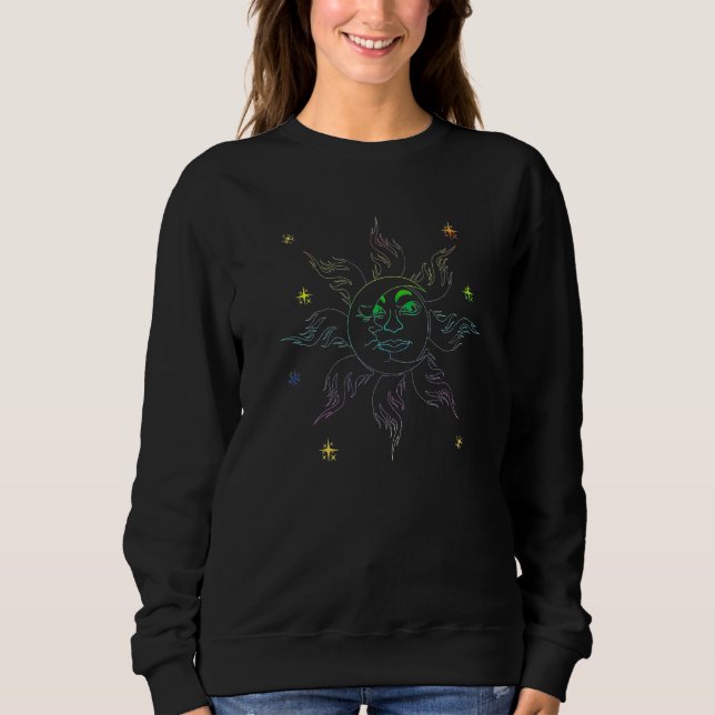 Sweatshirt Boho Sun Moon Celestial Body Astronomy Universe As (Devant)