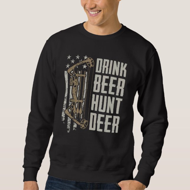 Sweatshirt Boire Chasse À La Bière Cerf Drôle Chasse À La Bow (Devant)