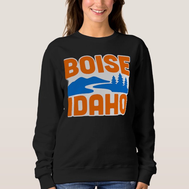 Sweatshirt Boise Idaho | Bold River, Mountain & Pine Tree (Devant)