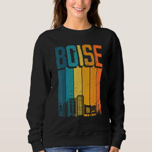 Sweatshirt Boise Idaho Usa Retro Vintage Sunset Skyline Boise