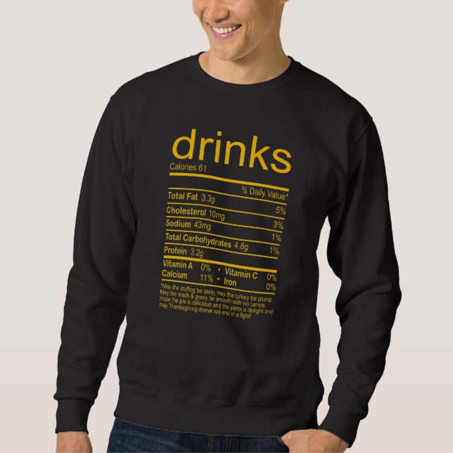 Sweatshirt Boissons Nutrition Faits Alimentation Thanksgiving (Devant)