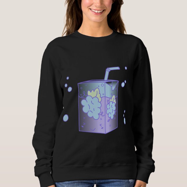 Sweatshirt Boîte à jus de raisin Lilac Kawaii Fairy Kei Haraj (Devant)