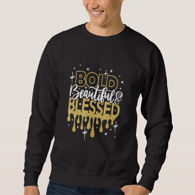 Sweatshirt Bold beautiful blessed Bling Rhinestone Woman Chri (Devant)