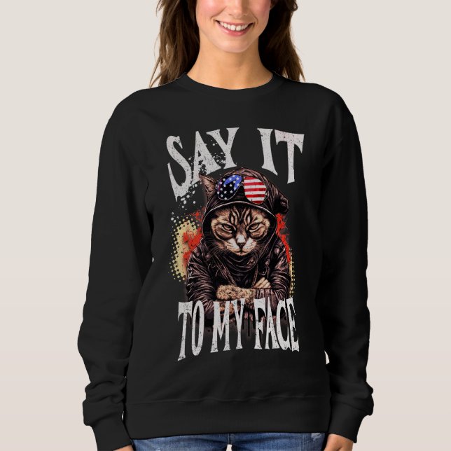 Sweatshirt Bold Kamala Harris À Mon Visage Citation Pour Cat  (Devant)