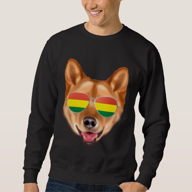 Sweatshirt Bolivian Flag Finnish Spitz Dog Bolivia Pocket (Devant)