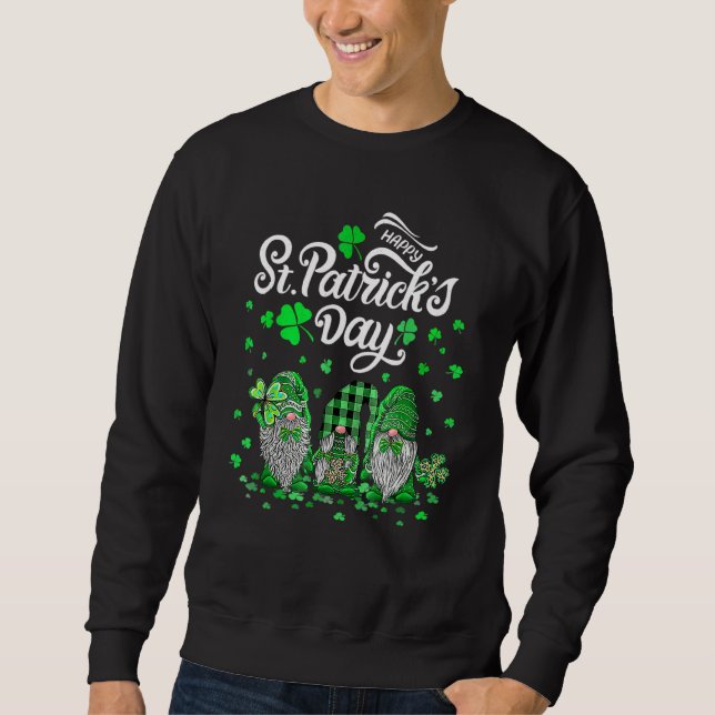 Sweatshirt Bon Jour de la Saint Patrick Trois Gnomes Shamrock (Devant)