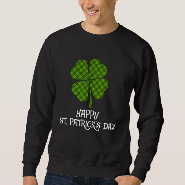 Sweatshirt Bon Shamrock Jour de la Saint Patrick Green Caro B (Devant)