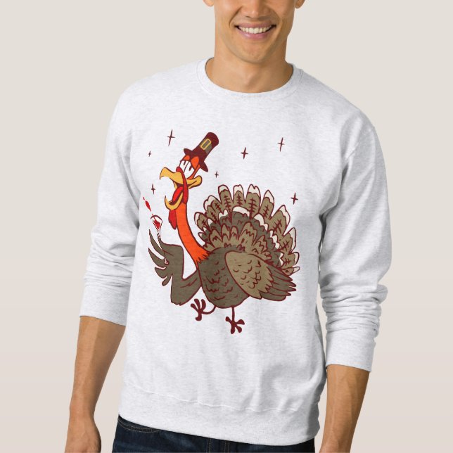 Sweatshirt bon thanksgiving drôle de dinde ivre (Devant)