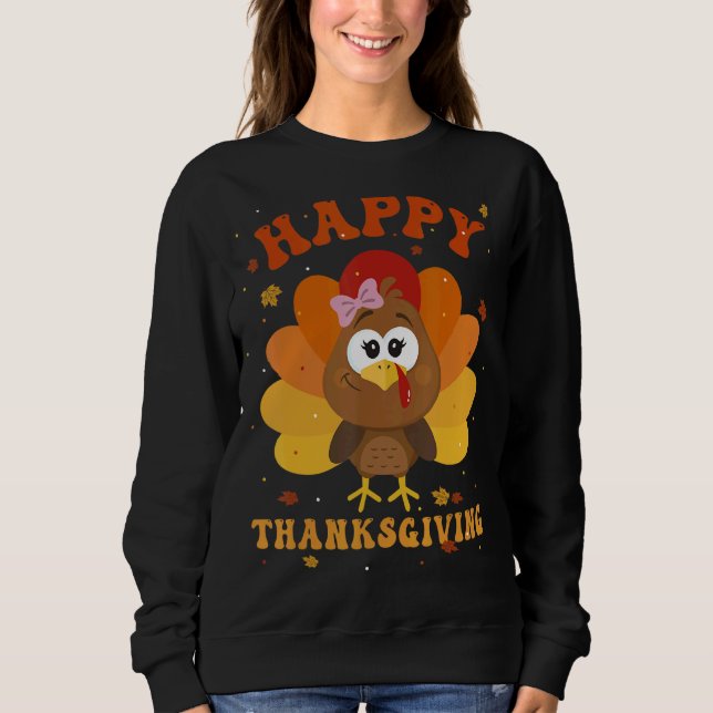 Sweatshirt Bon thanksgiving mignonne Turquie Enfants filles f (Devant)