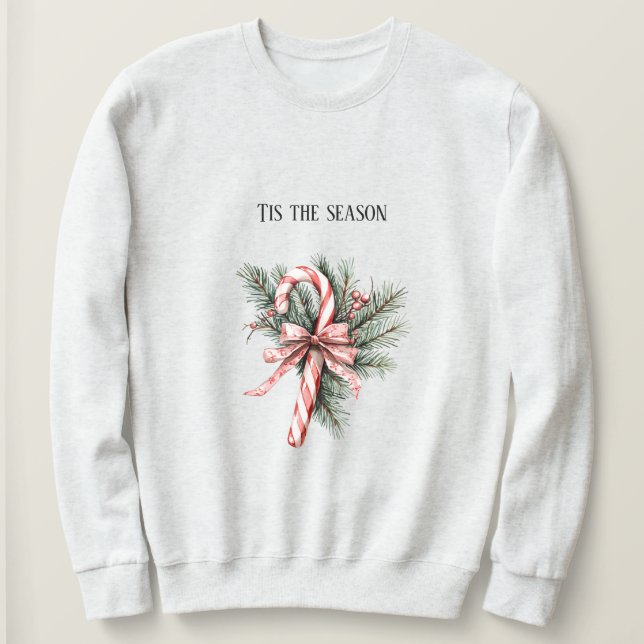 Sweatshirt Bonbon en forme de sapin rouge Noël (Design devant)
