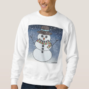 Sweatshirt Bonhomme de neige avec fond (blanc) - Sweat-shirt