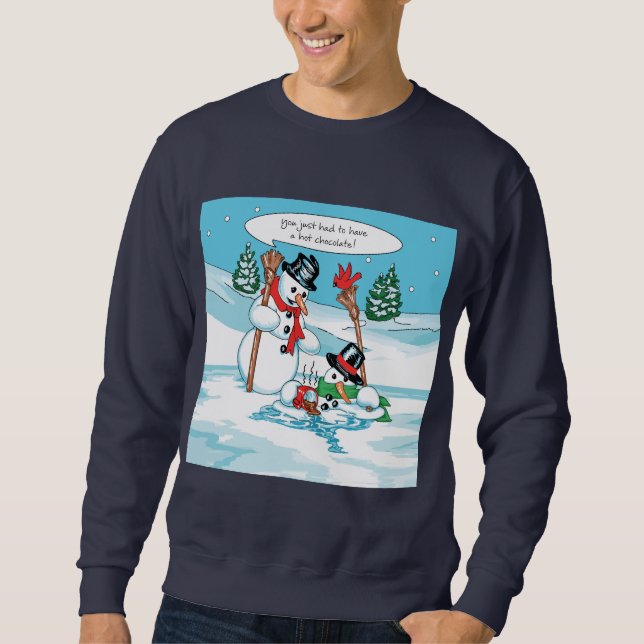 Sweatshirt Bonhomme de neige drôle avec la bande dessinée de (Devant)