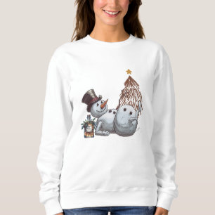 Sweatshirt Bonhomme de neige ivre avec une bouteille de whisk