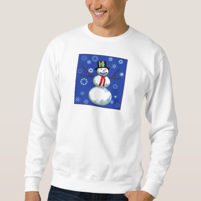 Sweatshirt bonhomme de neige joyeux dans le chapeau supérieur (Devant)